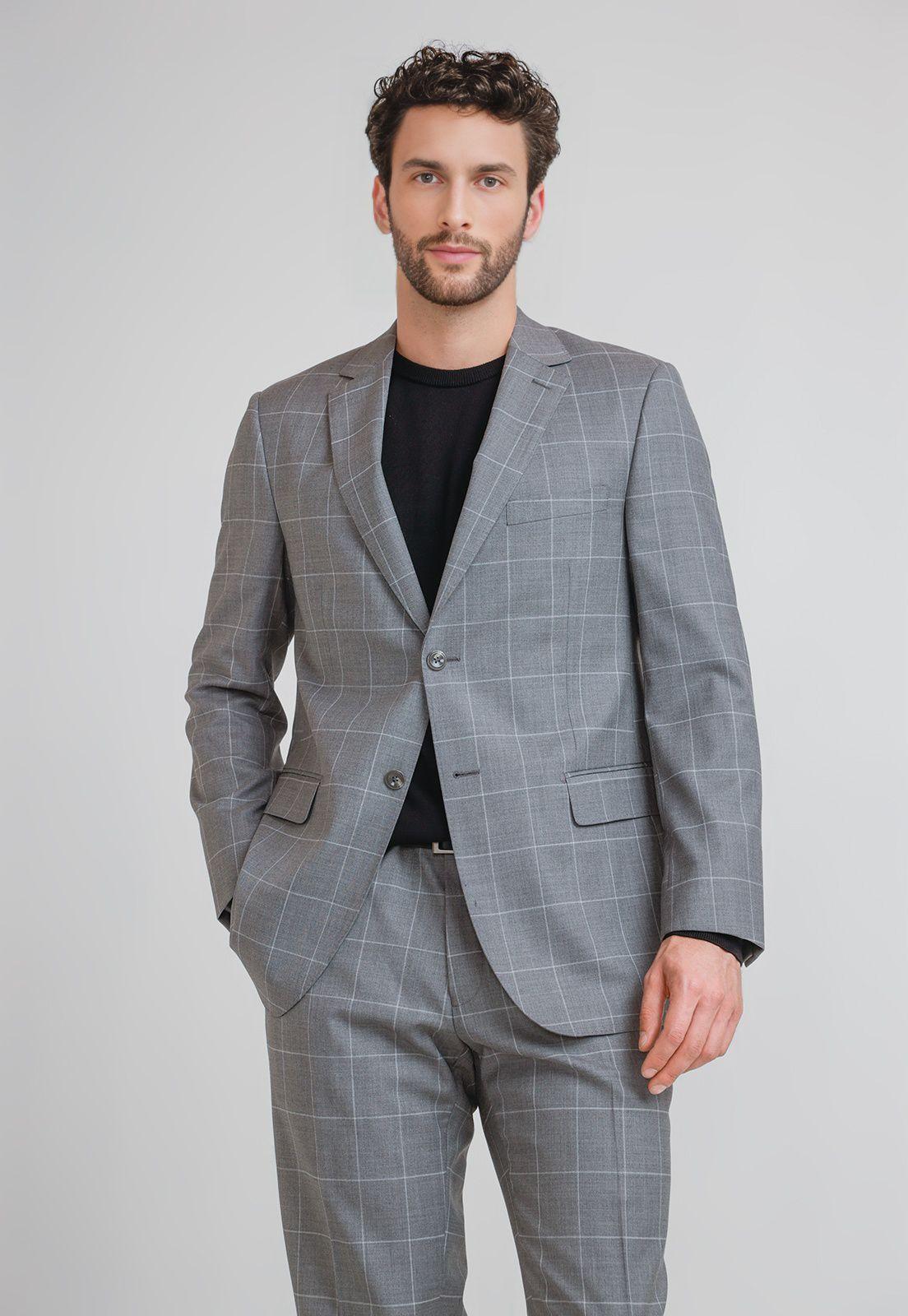 Traje Hombre Formal Lana S100'S Business Gris-3
