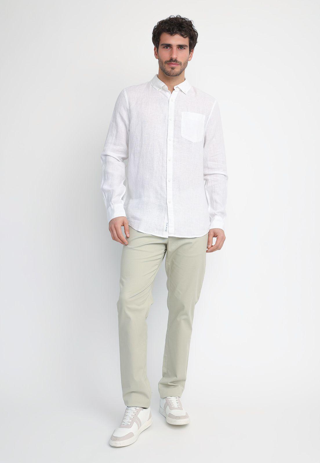 Camisa Hombre Lino Blanca OPWB0400-3