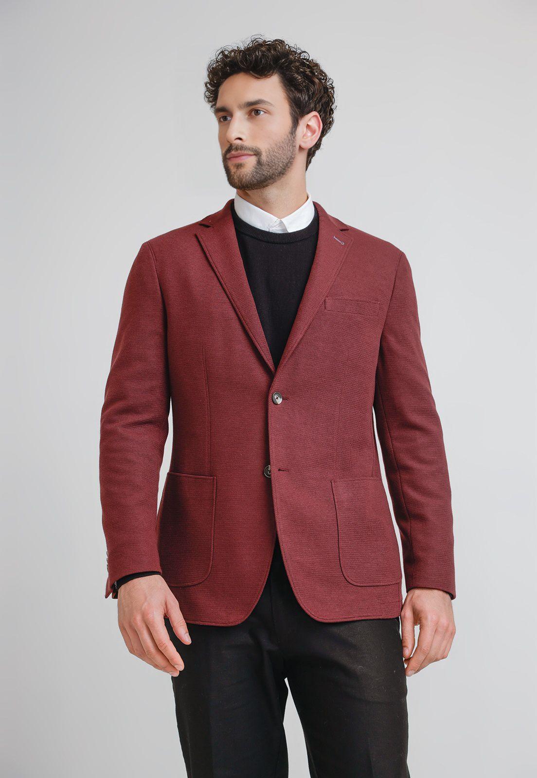 Chaqueta Hombre Tejida Basic Burdeo-0