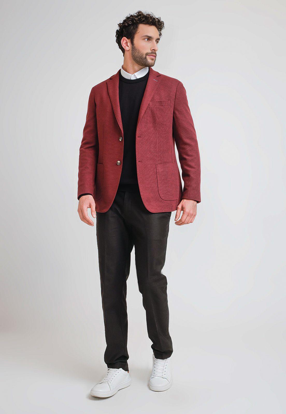Chaqueta Hombre Tejida Basic Burdeo-3