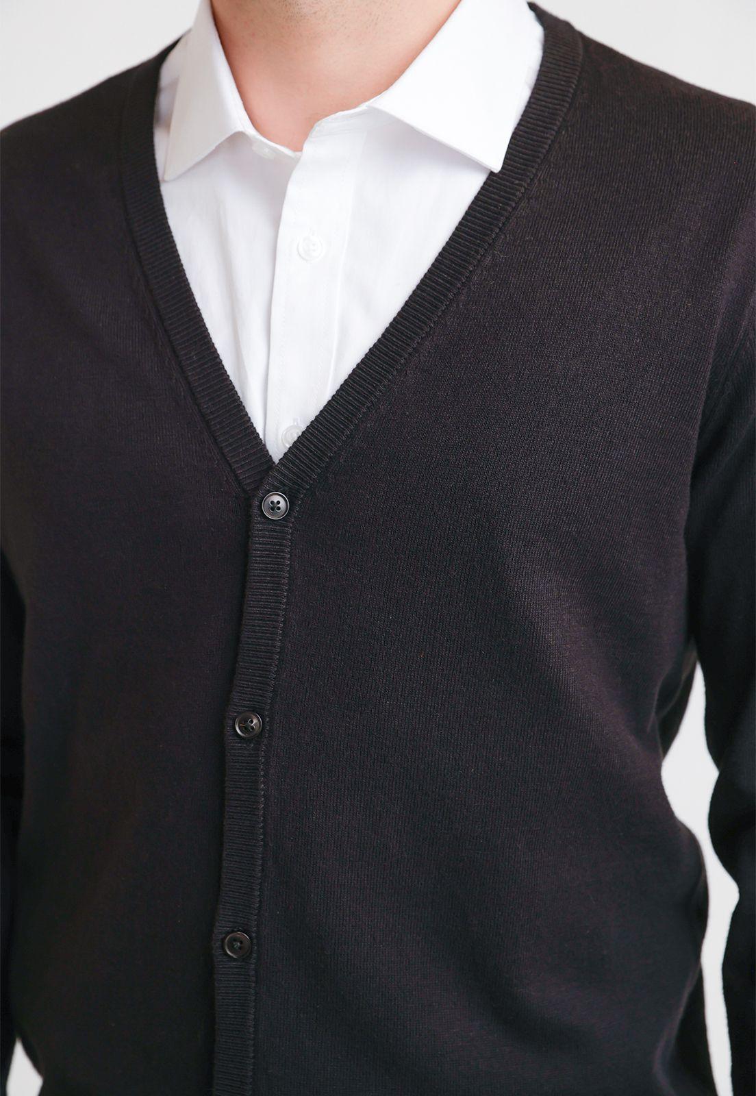 Tejido Hombre Formal Cardigan Negro-2