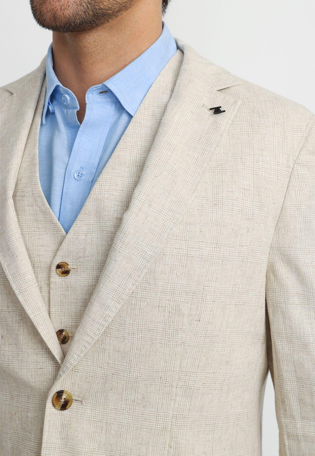 Chaqueta Hombre Lino Algodón Caden Beige-2