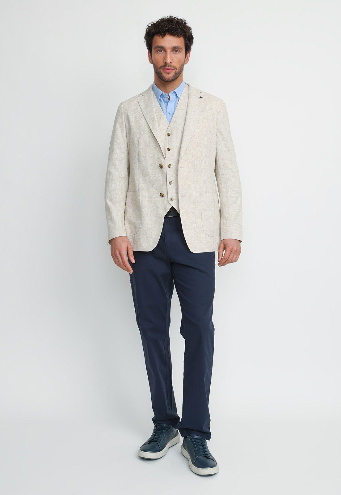 Chaqueta Hombre Lino Algodón Caden Beige-3