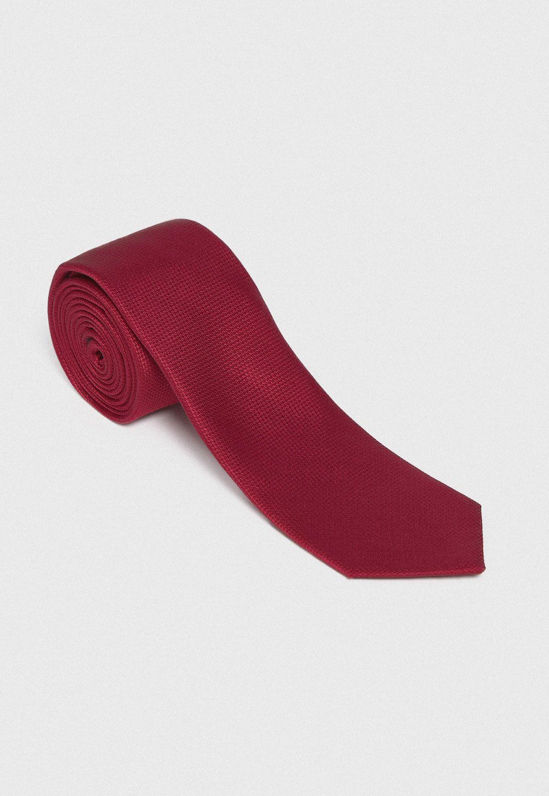 Corbata Formal Hombre Mezcla Seda Algodón Liso Executive Rojo-0
