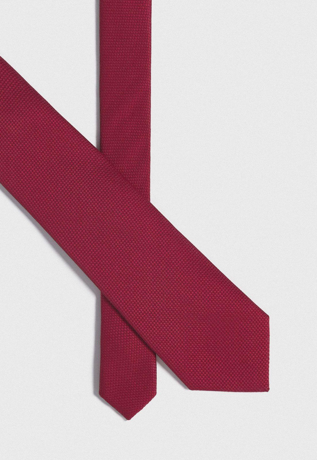 Corbata Formal Hombre Mezcla Seda Algodón Liso Executive Rojo-1