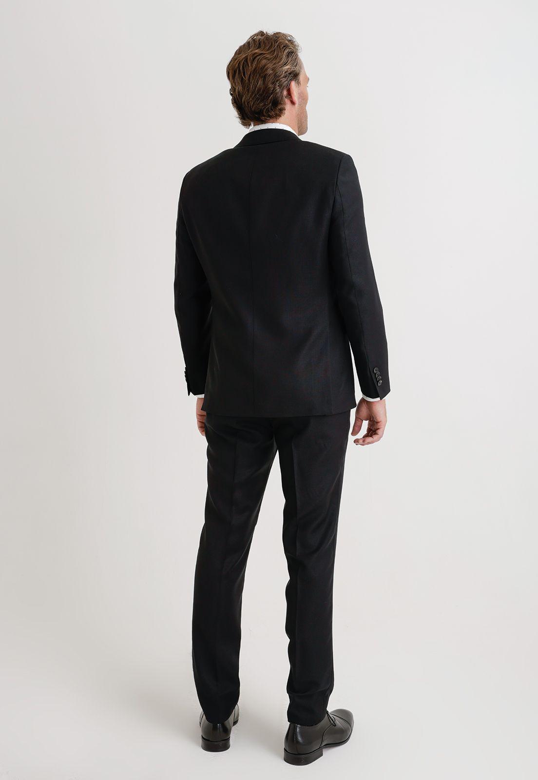 Traje Formal Hombre Lana Fantasía Slim Travel Negro-1