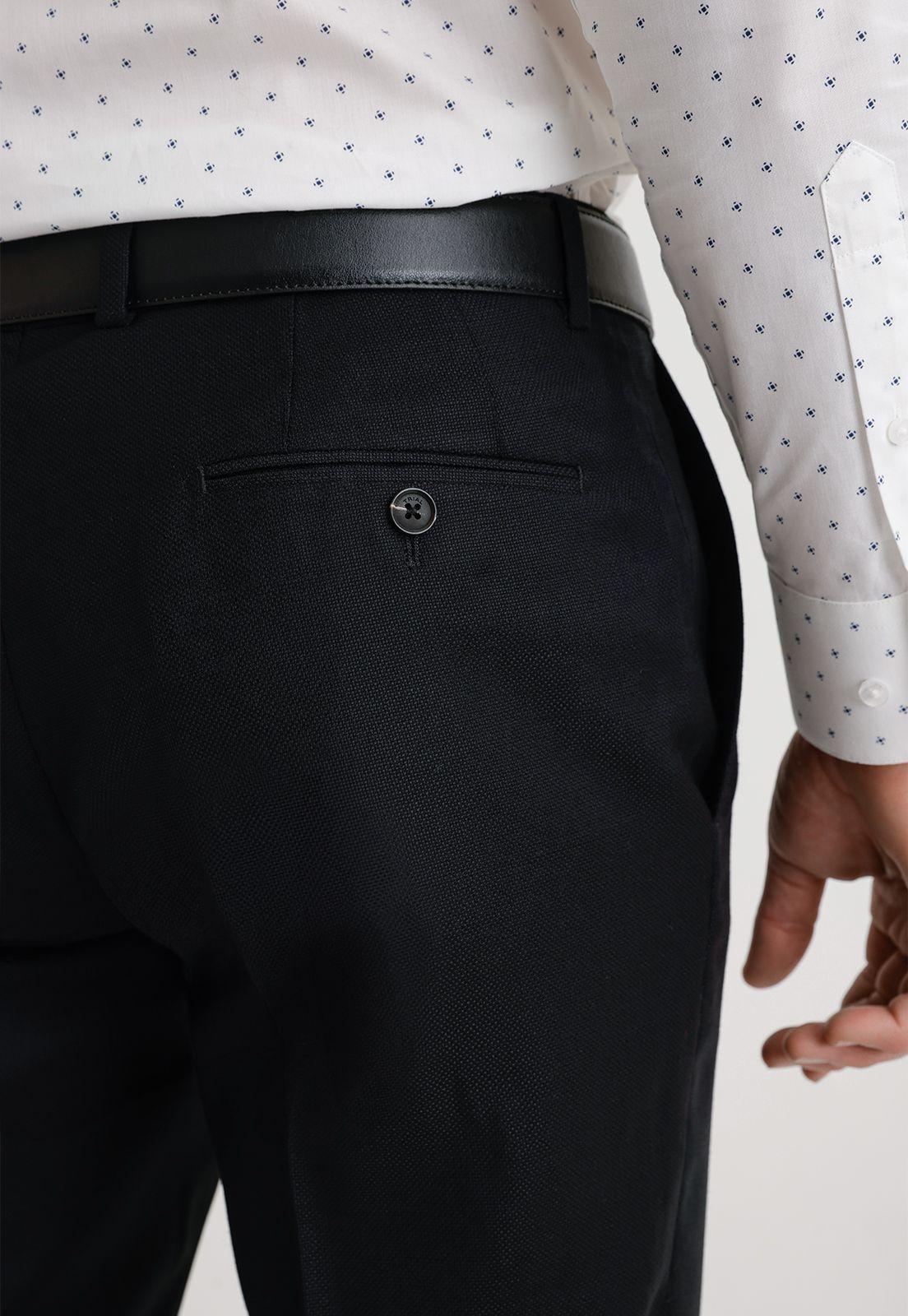 Traje Formal Hombre Lana Fantasía Slim Travel Negro-3