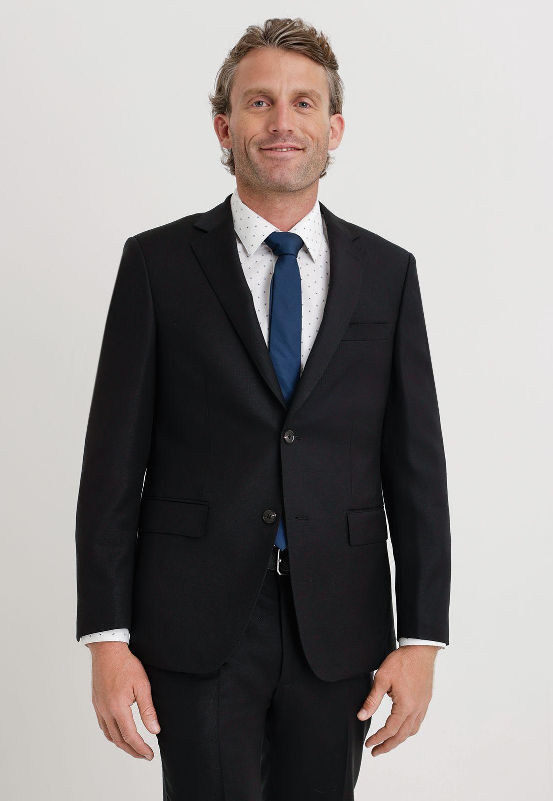 Traje Formal Hombre Lana Fantasía Slim Travel Negro-4