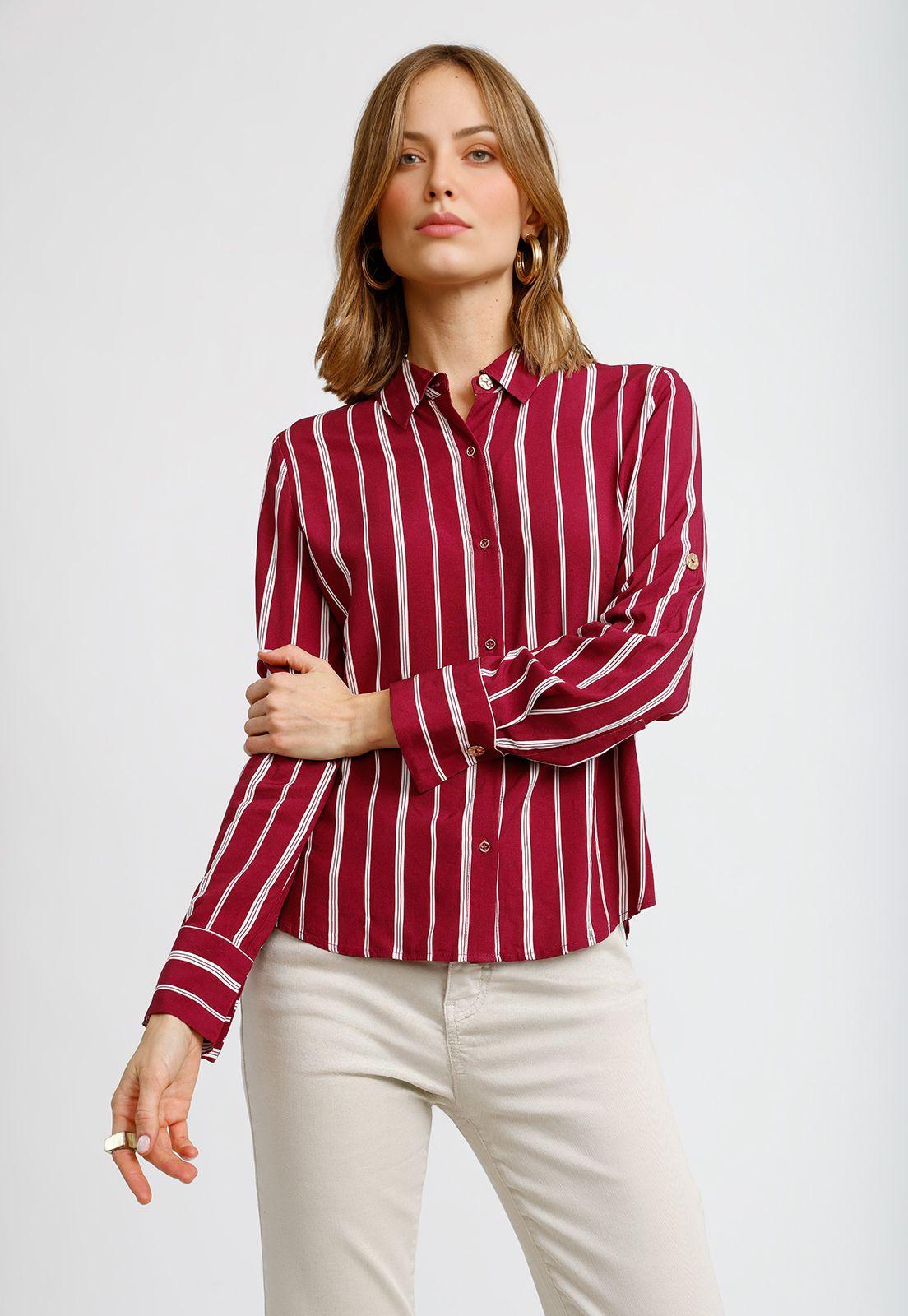 Blusa Rayada Burdeo Abelina Mujer-0