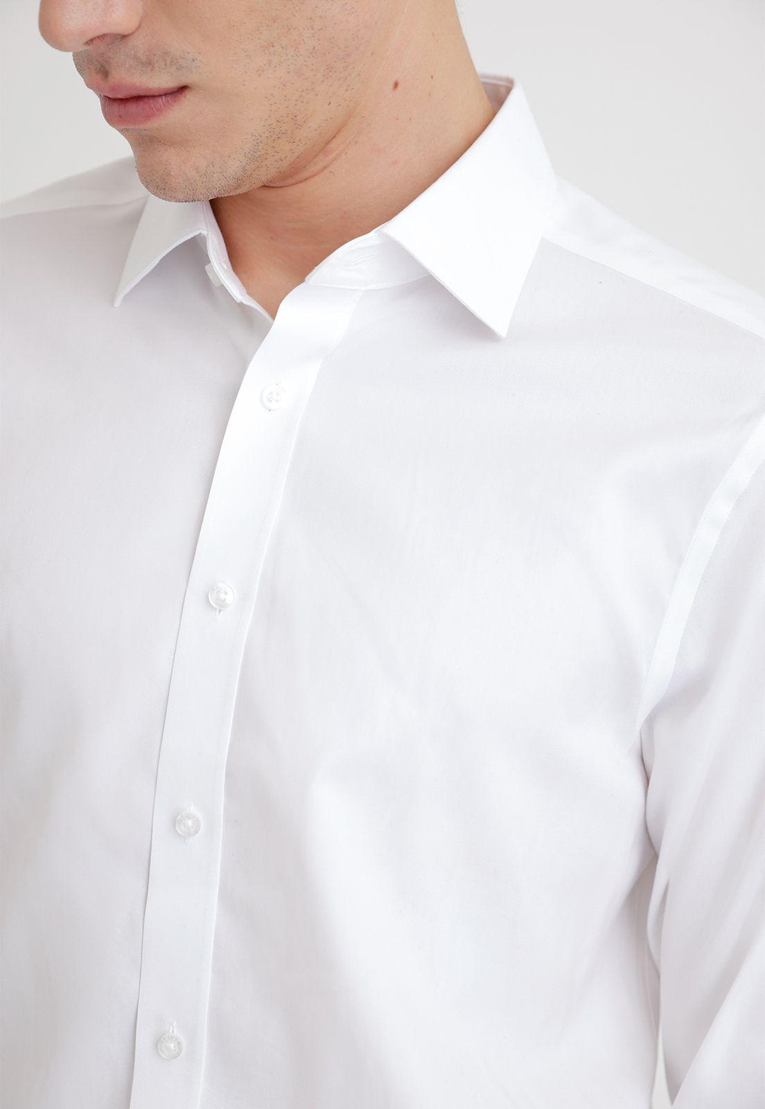 Camisa Formal Hombre Non Iron Algodón Liso Blanco-2