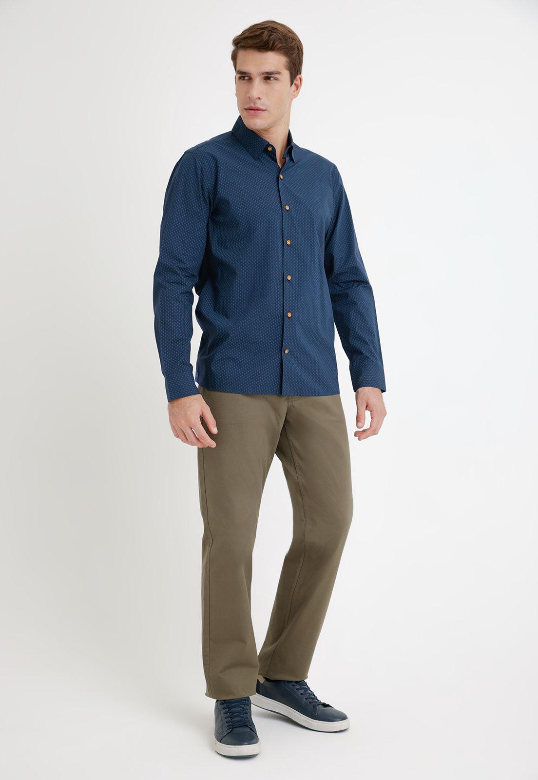 Camisa Hombre Algodón Fantasía Slim Bush Azul Marino-3