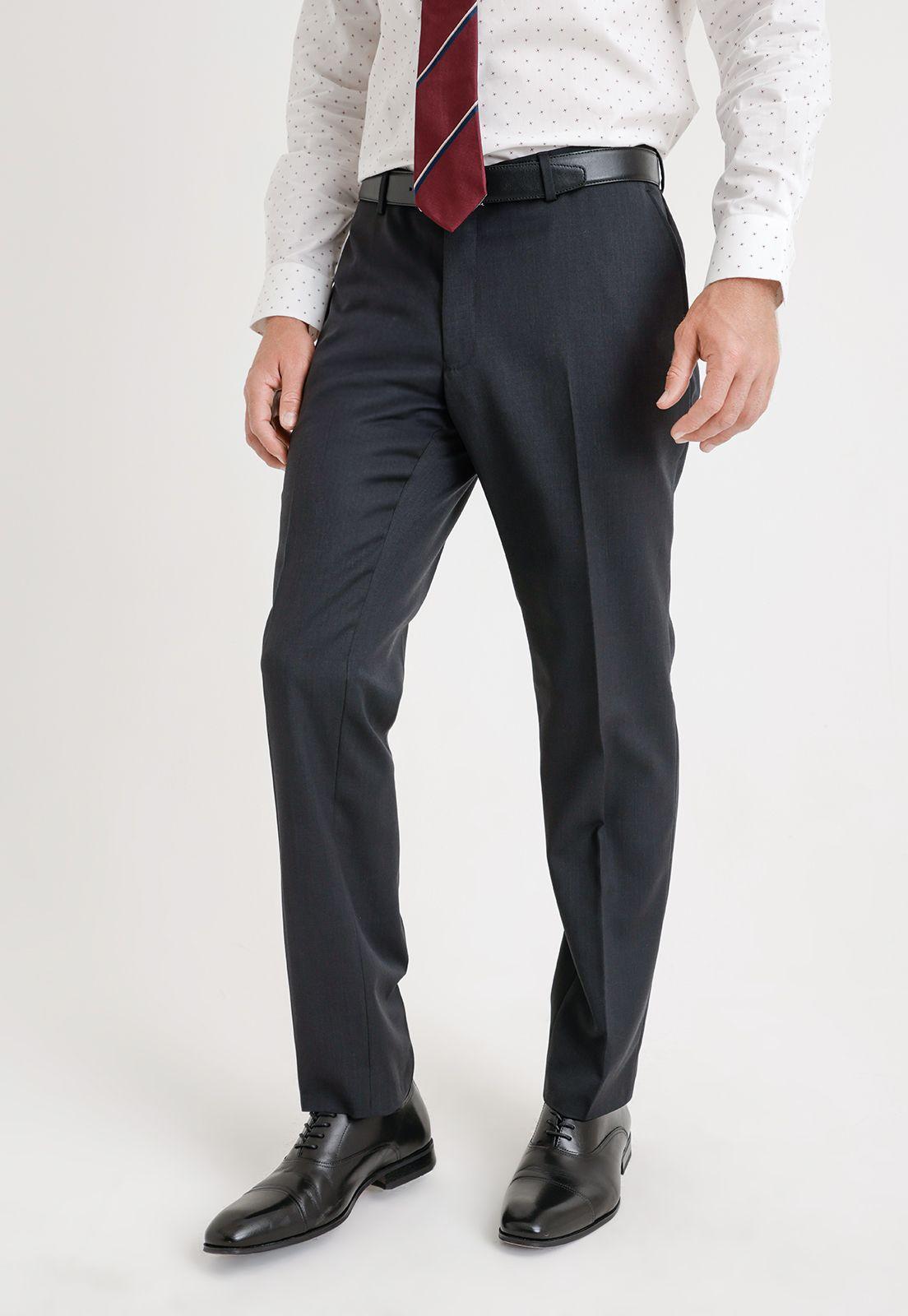 Pantalón Formal Hombre Lana S100'S Liso Regular Mix&Color Marengo-0