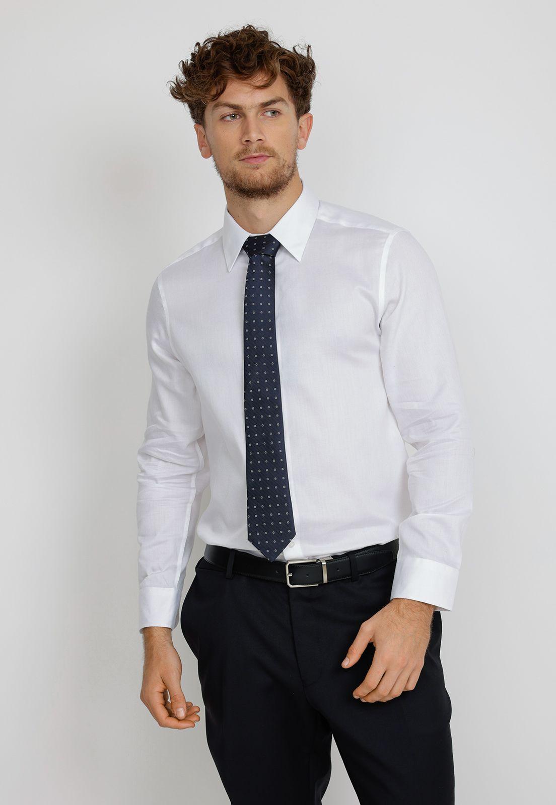 Camisa hombre formal executive dobby blanco-0