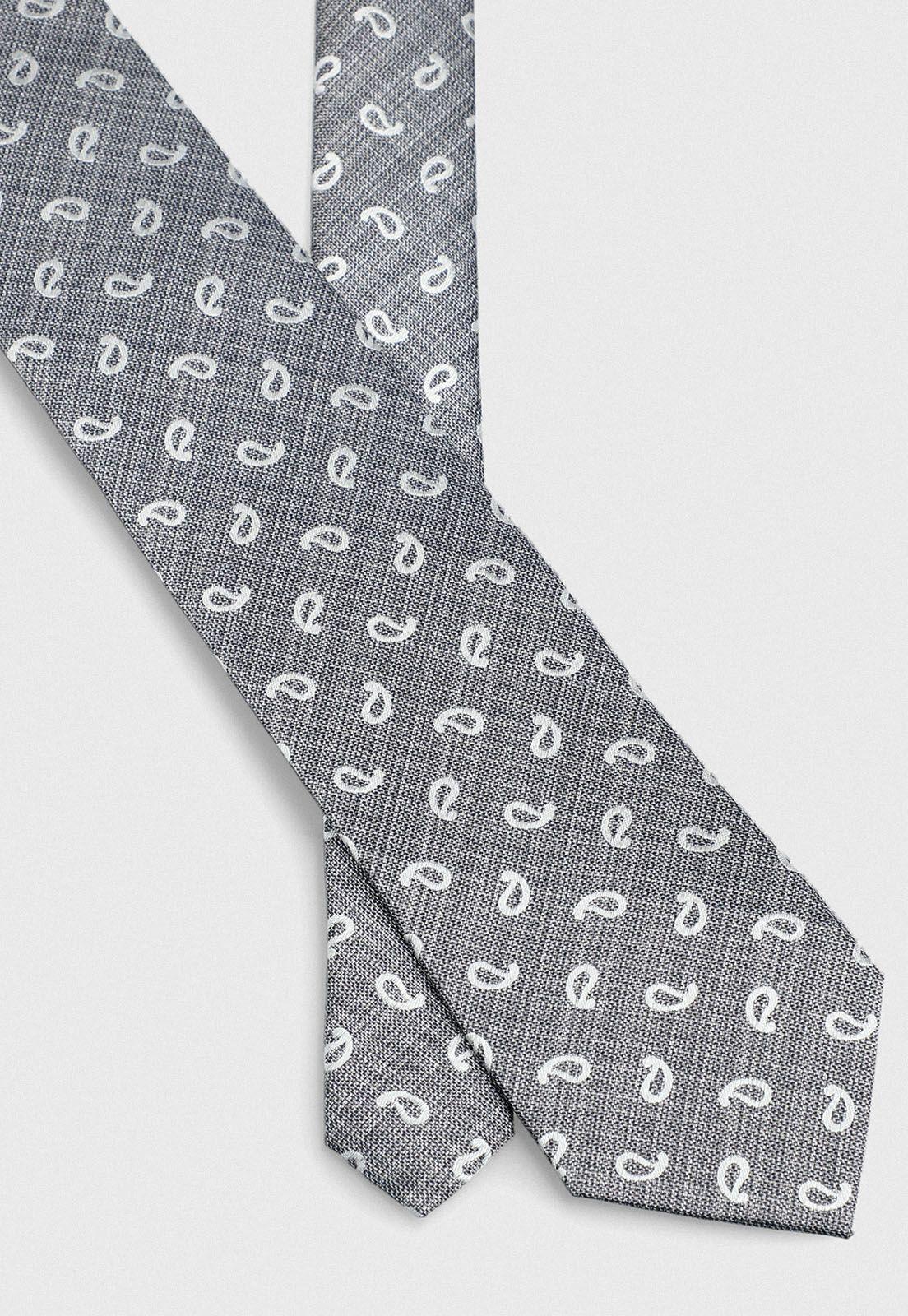 Corbata formal de seda Travel paisley 7.5 cm gris-1