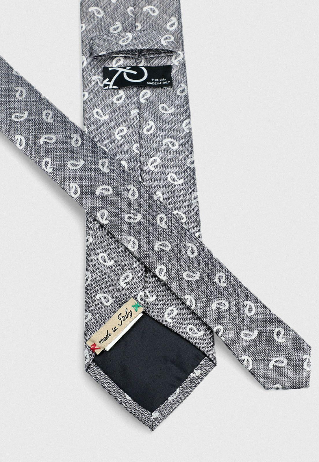 Corbata formal de seda Travel paisley 7.5 cm gris-2