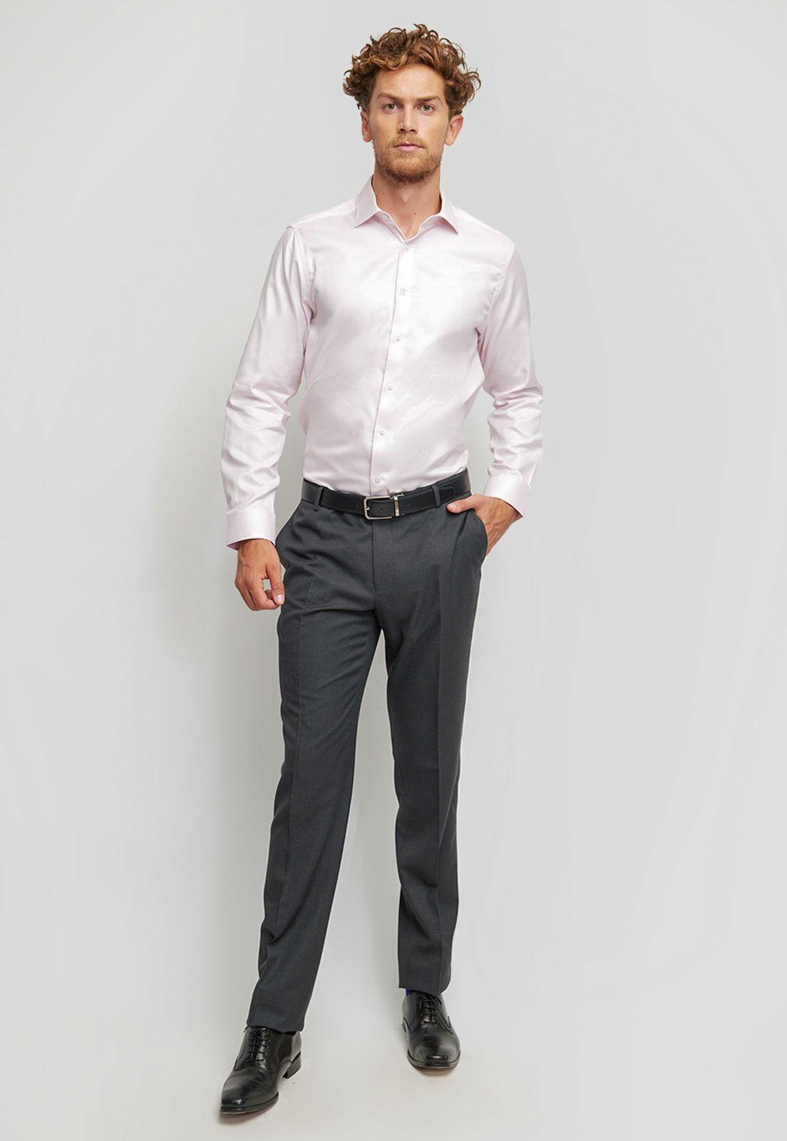 Camisa formal manga larga rosado Easy care (cuidado fácil)-3