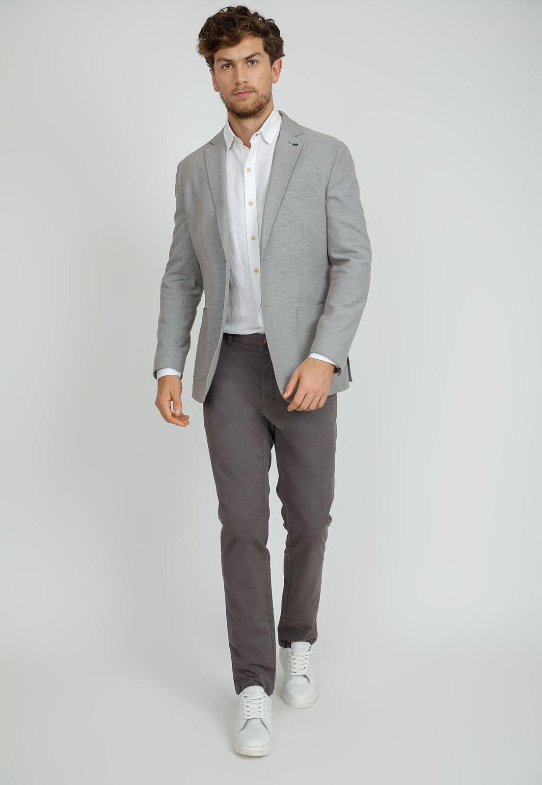 Chaqueta hombre Casual Slim Fit Metropoli Algodón Gris -3