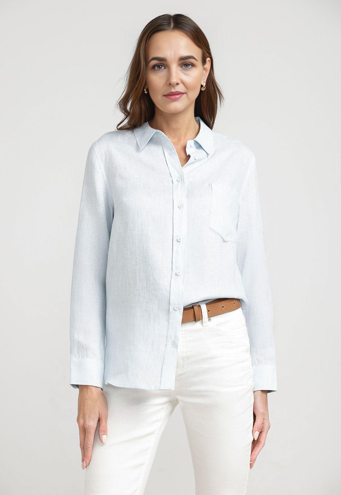 Blusa Mujer Cea Lino Celeste-0