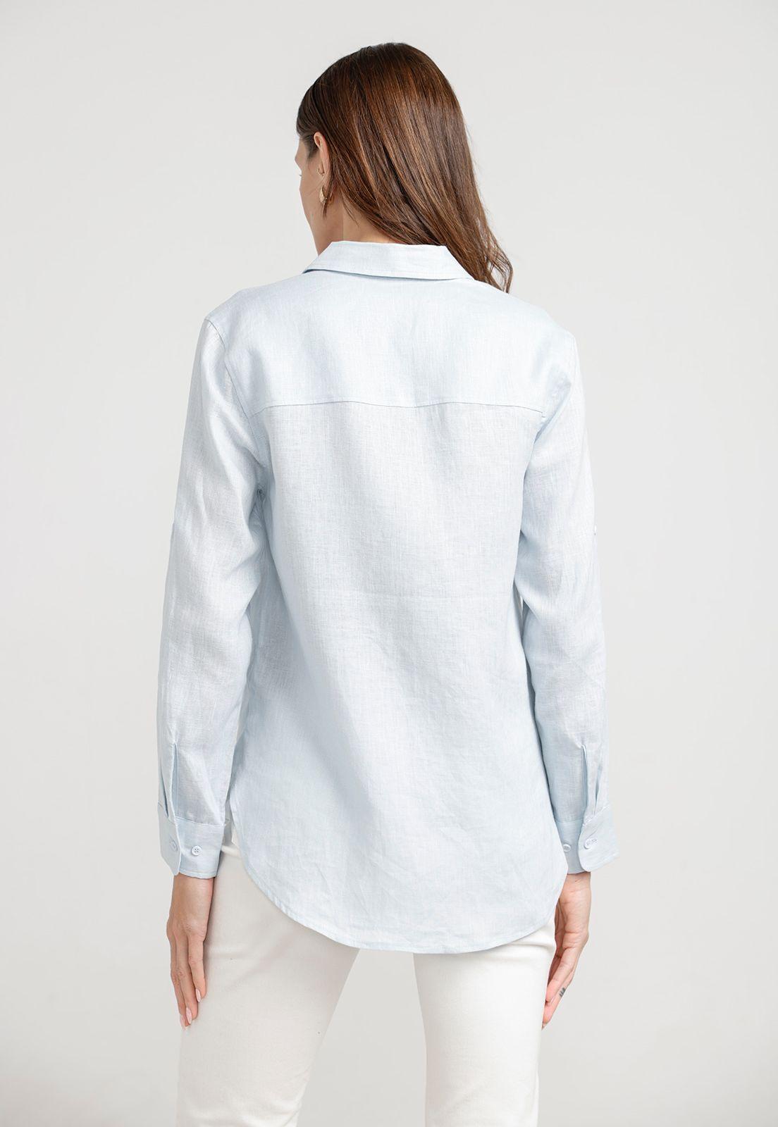 Blusa Mujer Cea Lino Celeste-1