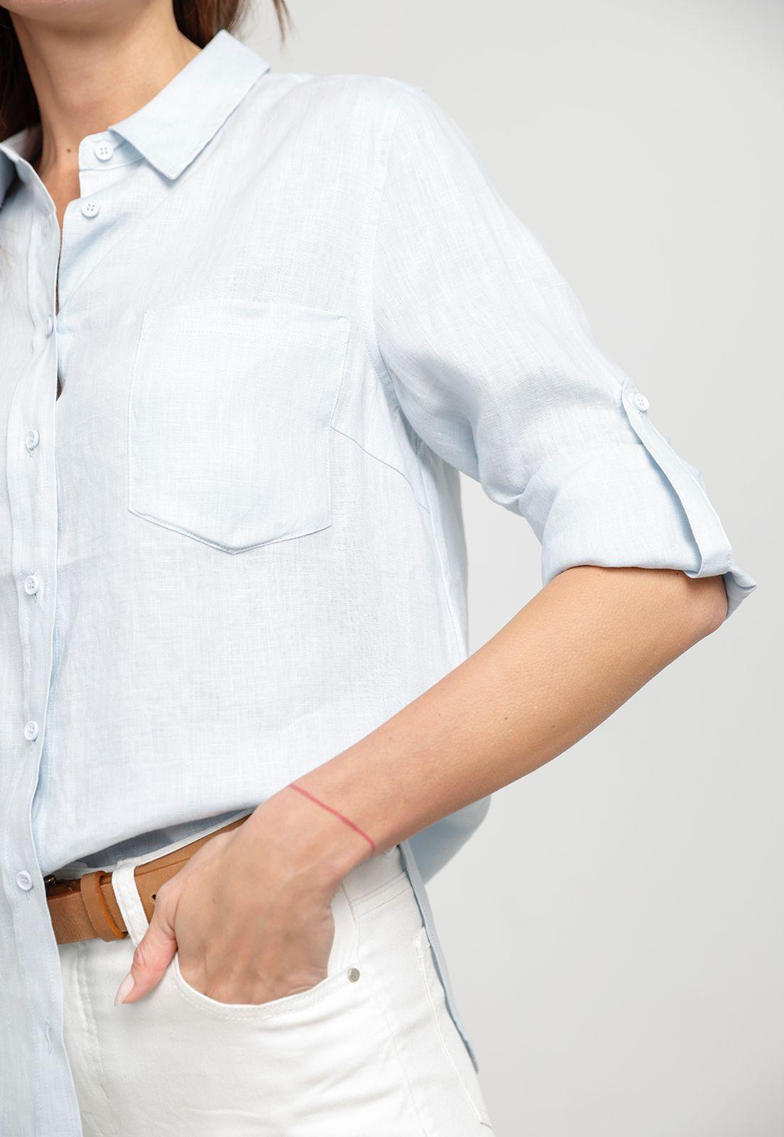 Blusa Mujer Cea Lino Celeste-2