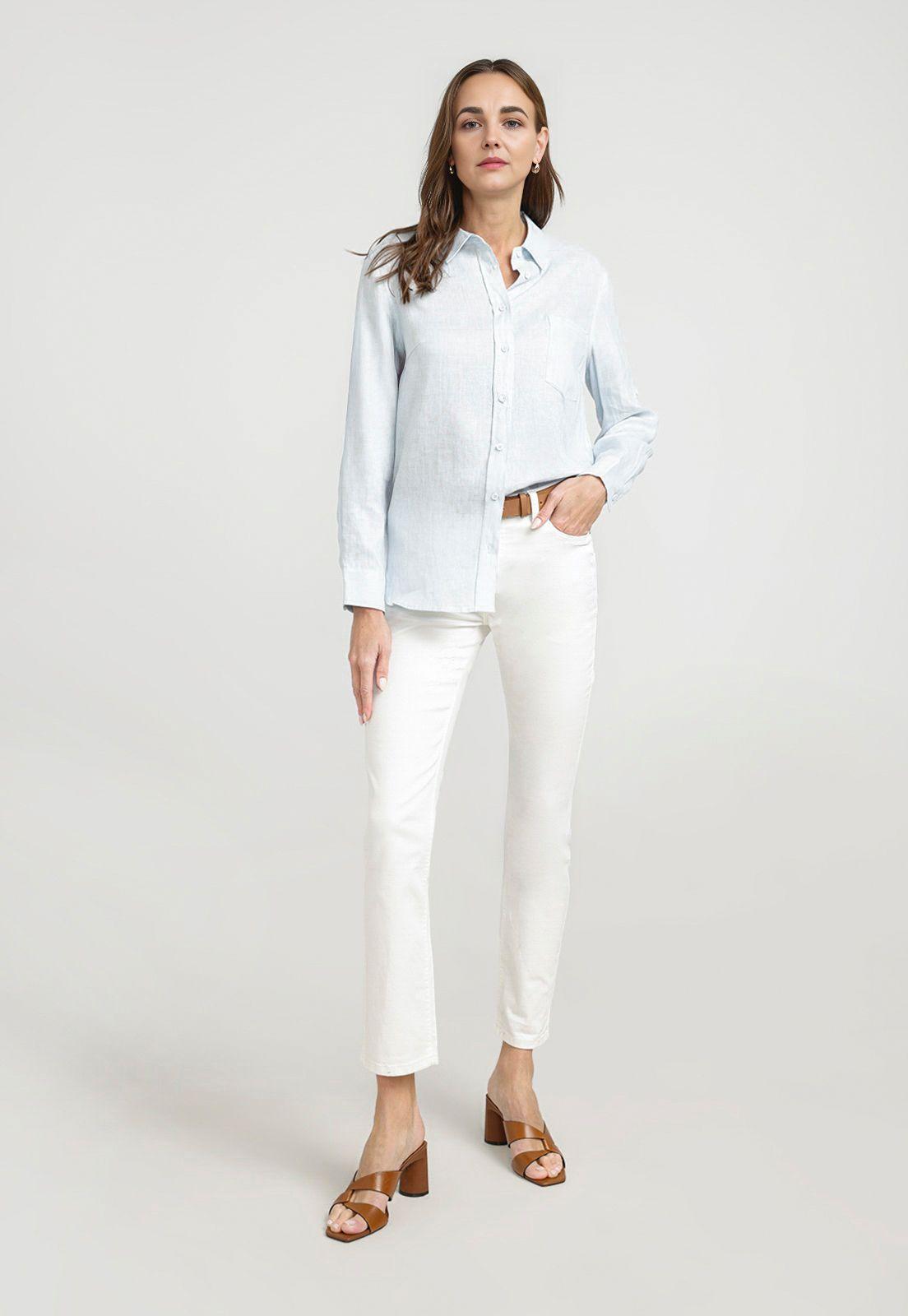 Blusa Mujer Cea Lino Celeste-3