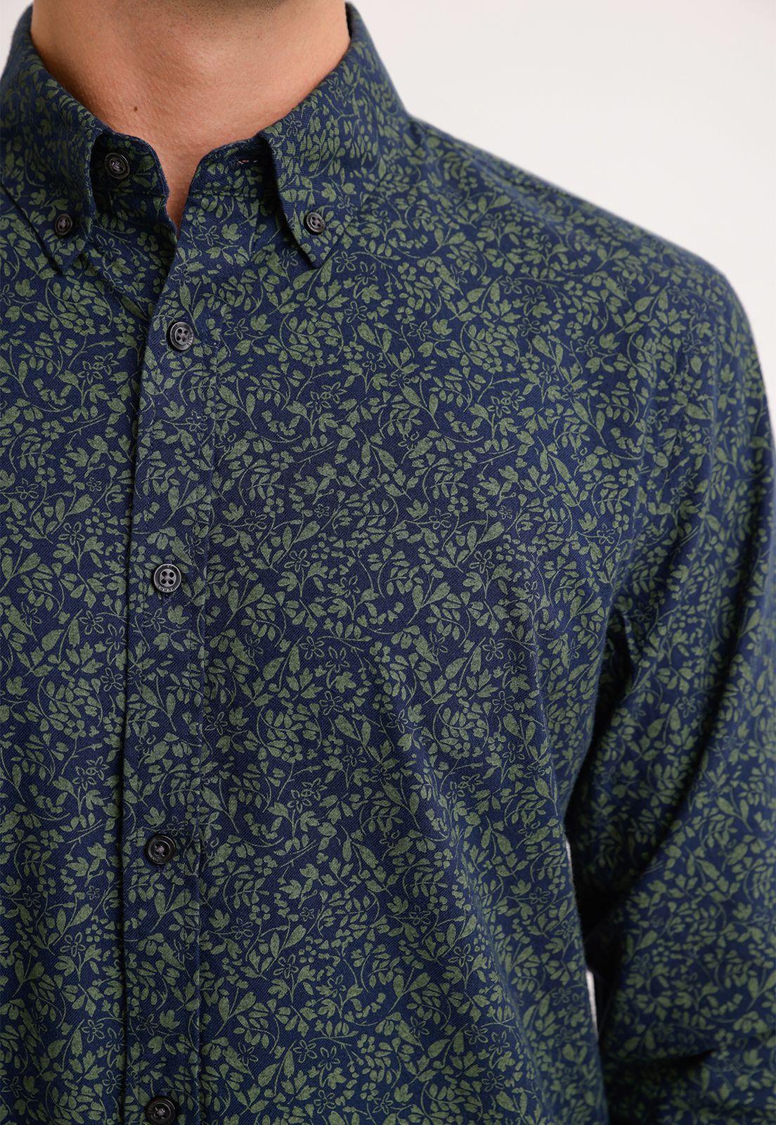 Camisa Hombre Manga Larga Franela Estampada Navy-2