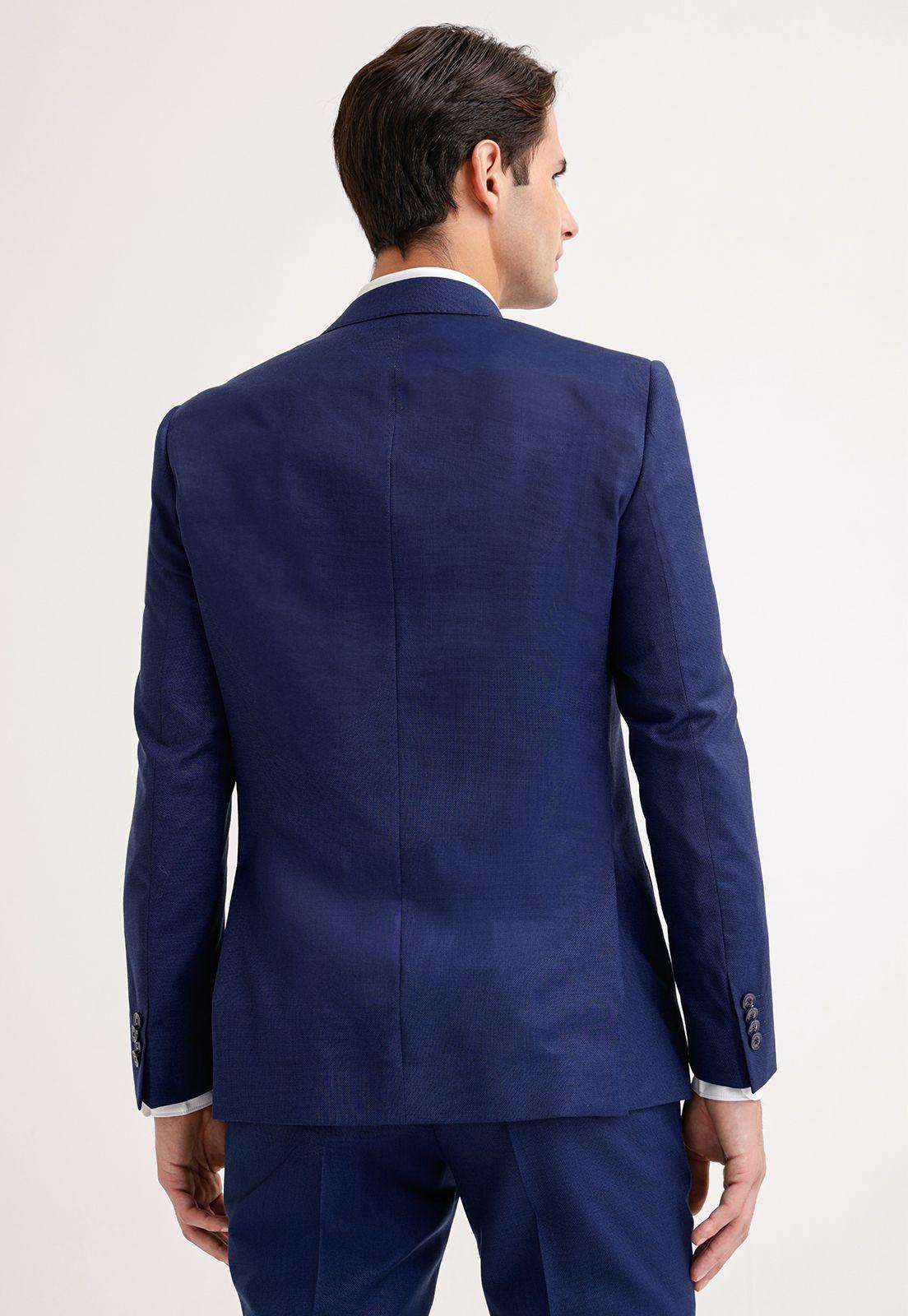 Traje Formal Atlanta Lana Tela Microdiseño Azulino-1