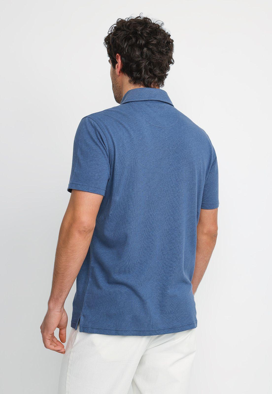 Polera Polo Lino Algodón Morrís Azul-1