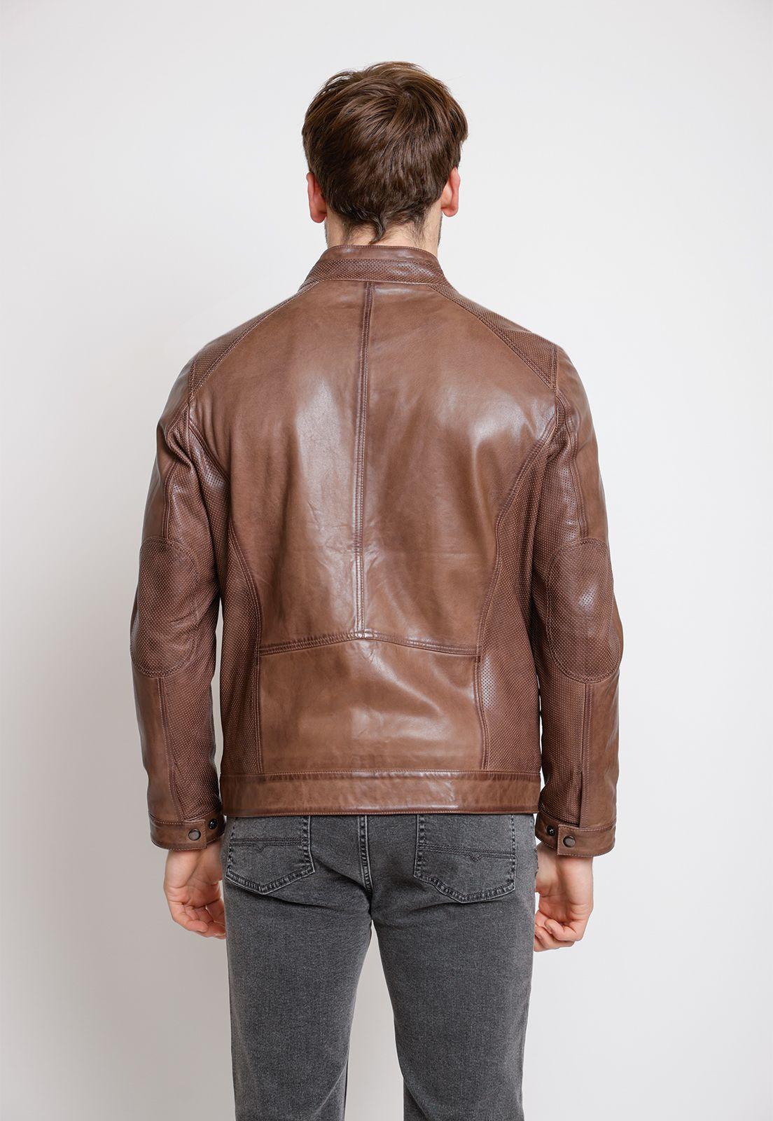 Chaqueta de cuero hombre café-1