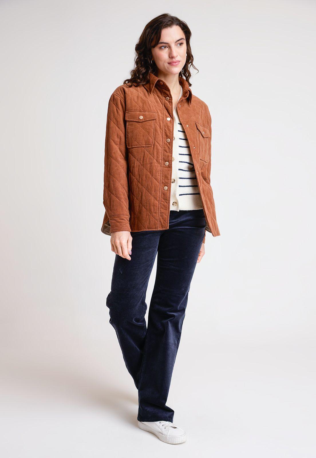 Chaqueta de Mujer Modelo Suki Cotelé Color Tabaco-3