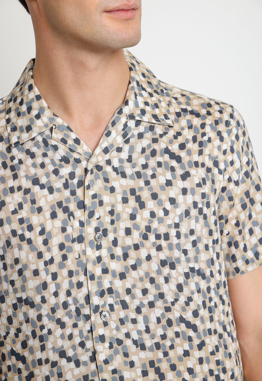 Camisa Hombre Manga Corta Estampada Cafe-2