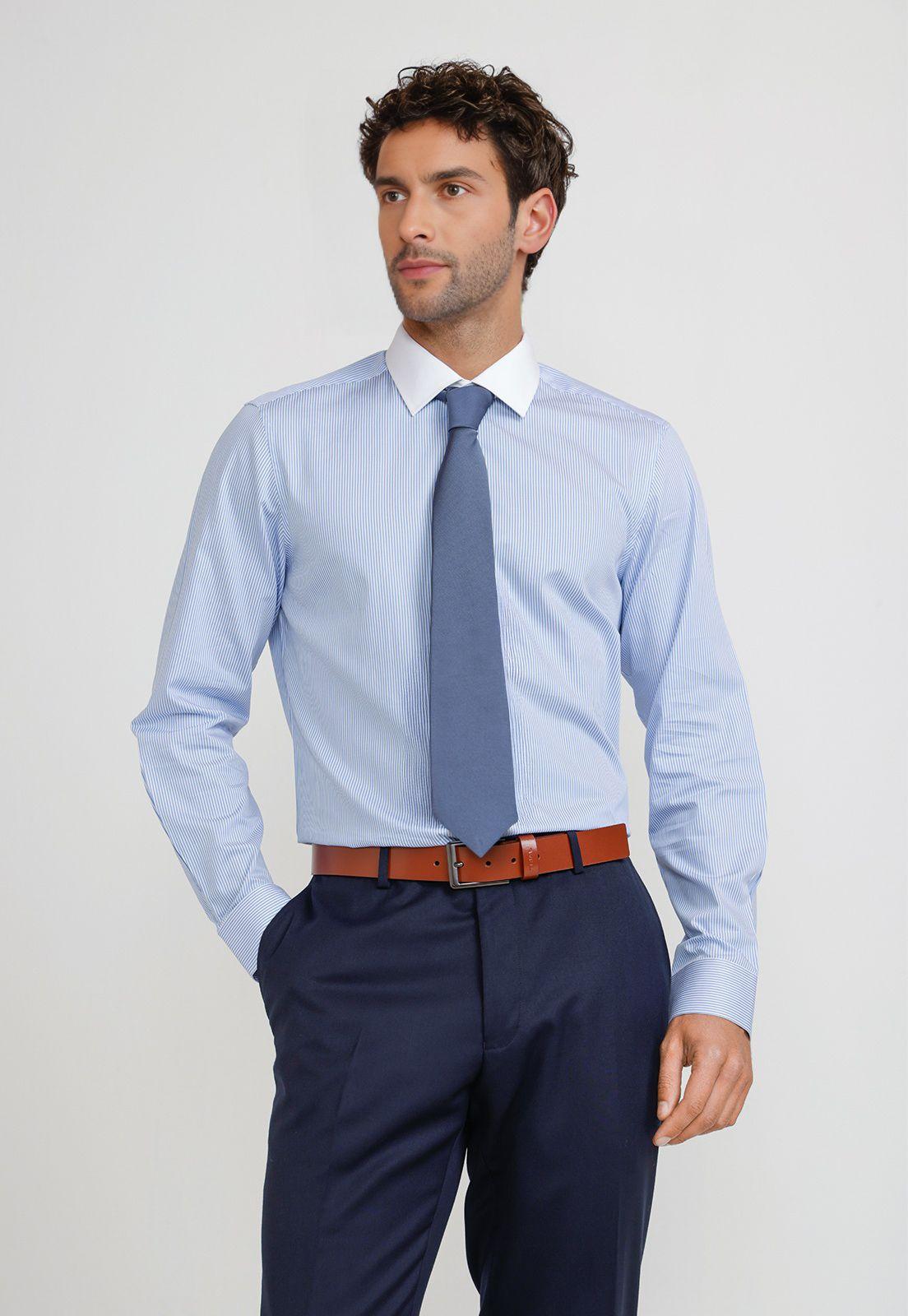 Camisa Hombre Formal Algodón Classic Azul Marino-0