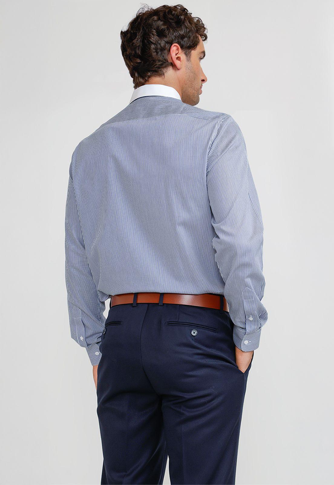 Camisa Hombre Formal Algodón Classic Azul Marino-1