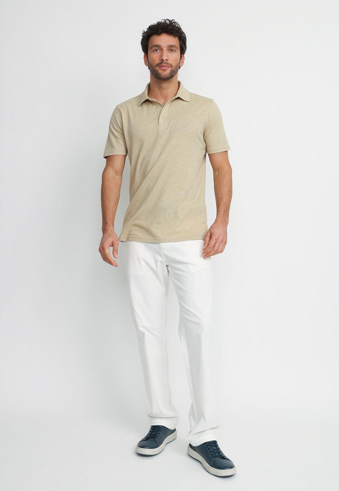 Polera Polo Lino Algodón Morrís Beige-3