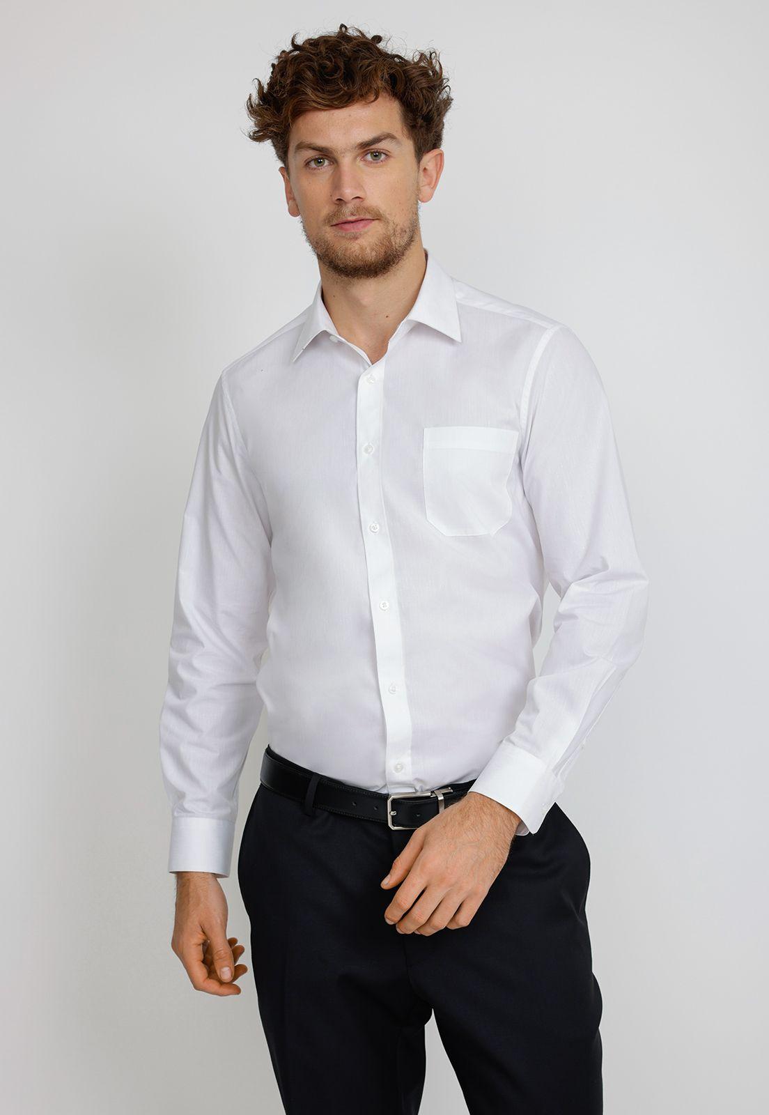 Camisa hombre Formal Regular fit Executive  Algodón Blanco -0
