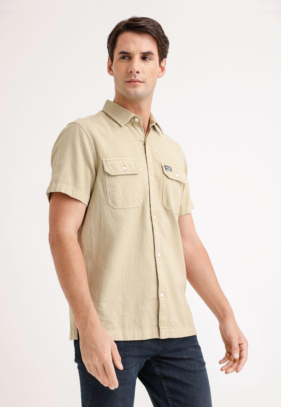 Camisa Hombre Manga Corta Twill Khaki-0
