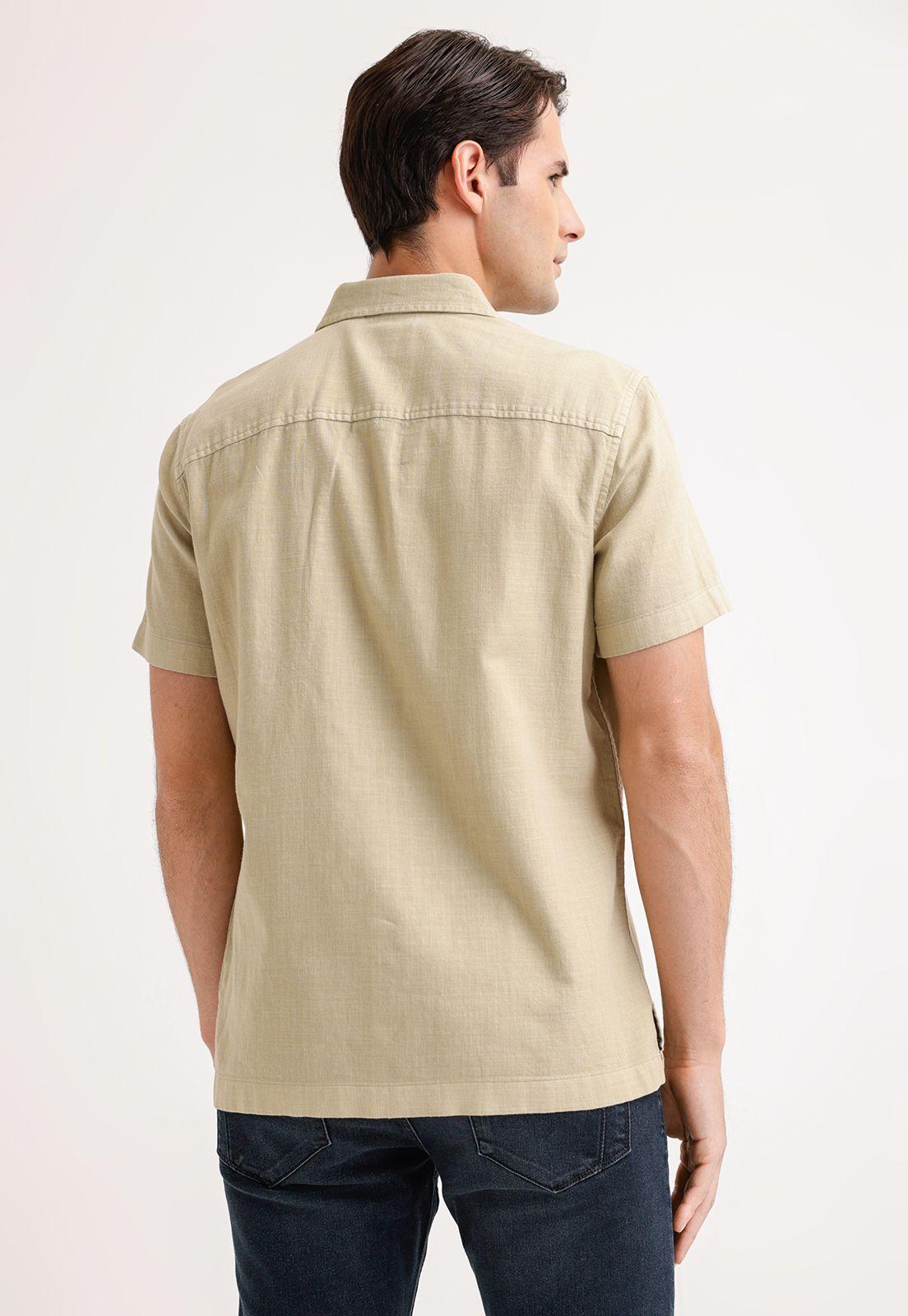 Camisa Hombre Manga Corta Twill Khaki-1