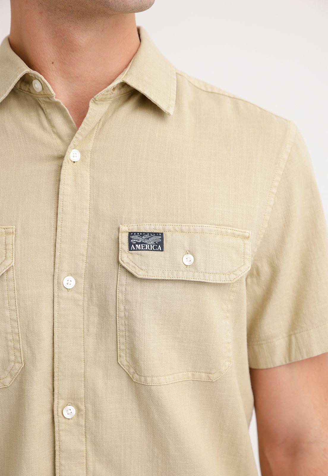 Camisa Hombre Manga Corta Twill Khaki-2