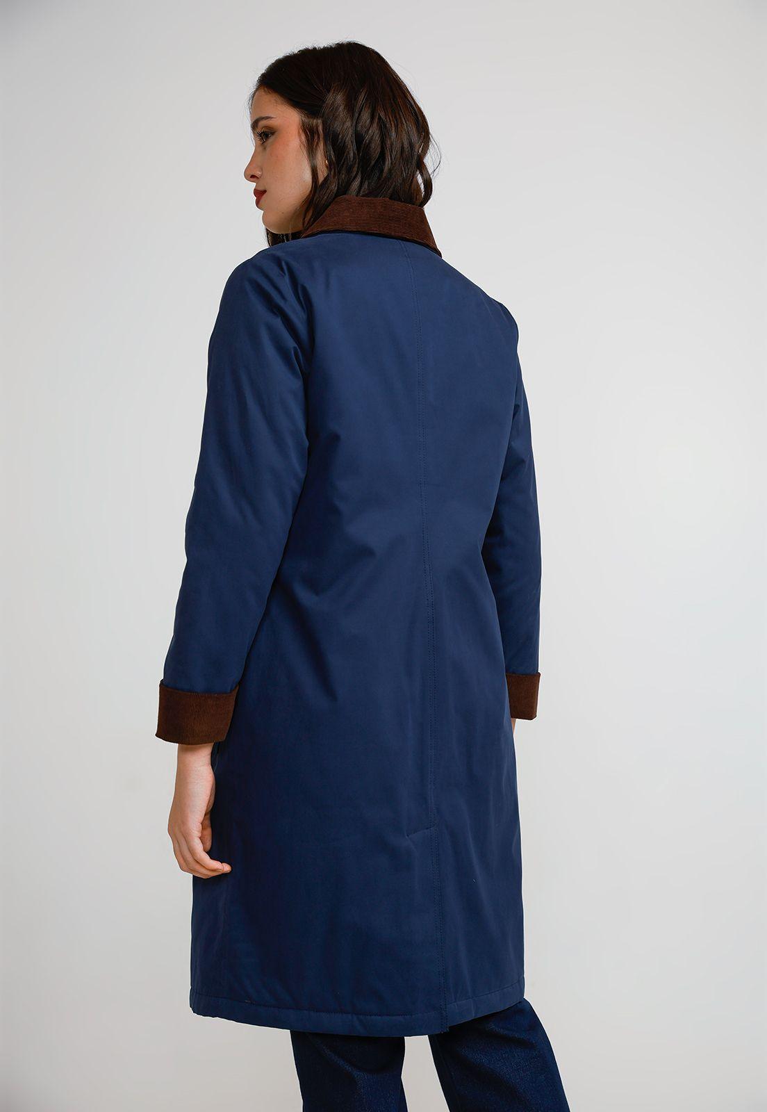 Parka Larga Mujer Algodón Y Poliéster Azul-1