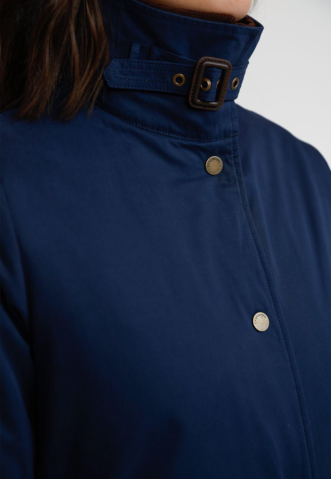 Parka Larga Mujer Algodón Y Poliéster Azul-2