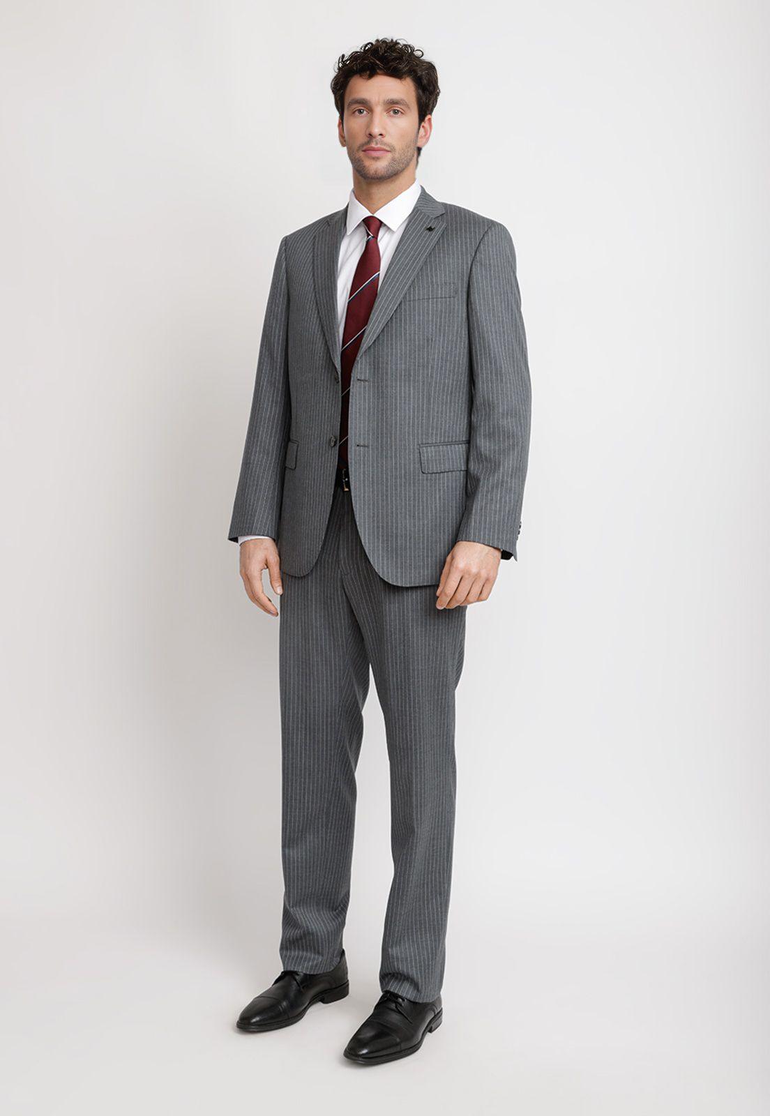 Traje Hombre Formal Lana 100'S Travel Gris-3