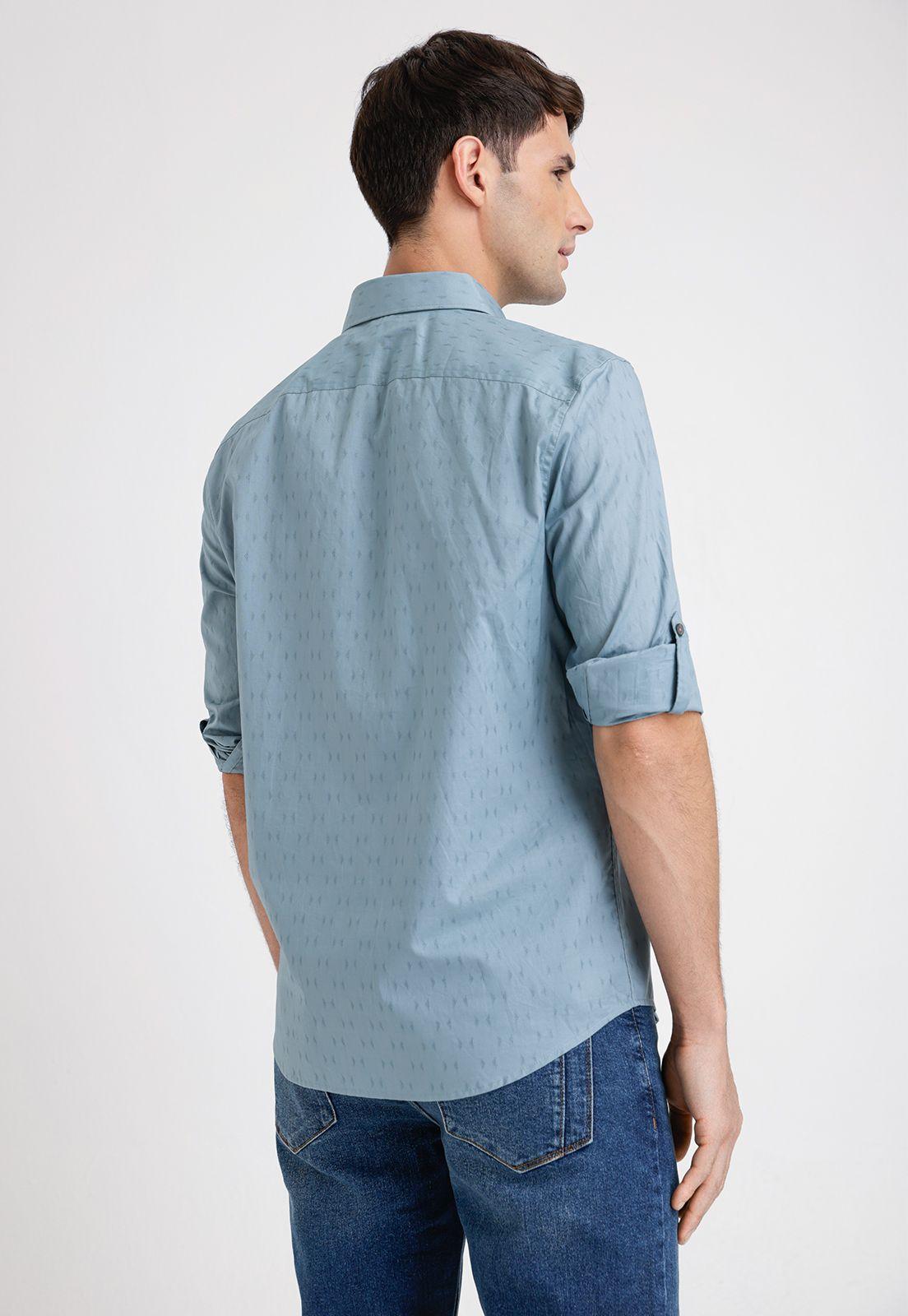 Camisa Hombre Manga Larga Algodón Celeste-1