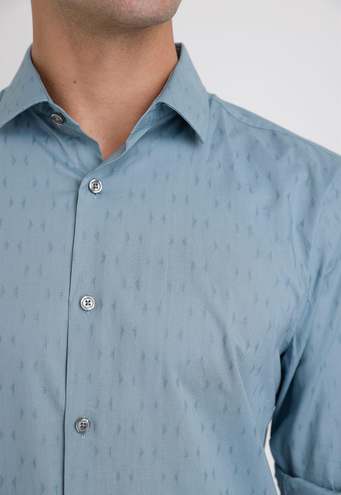 Camisa Hombre Manga Larga Algodón Celeste-2