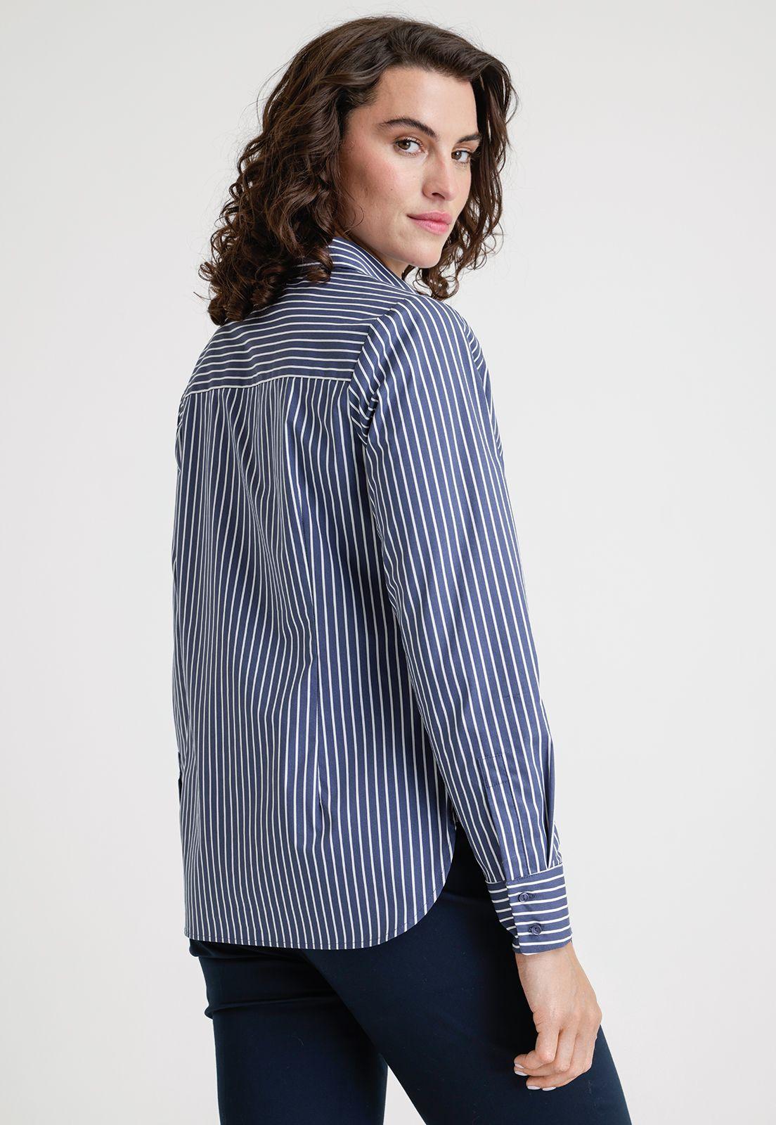 Blusa De Mujer Modelo Kora Color Azul Listada-1