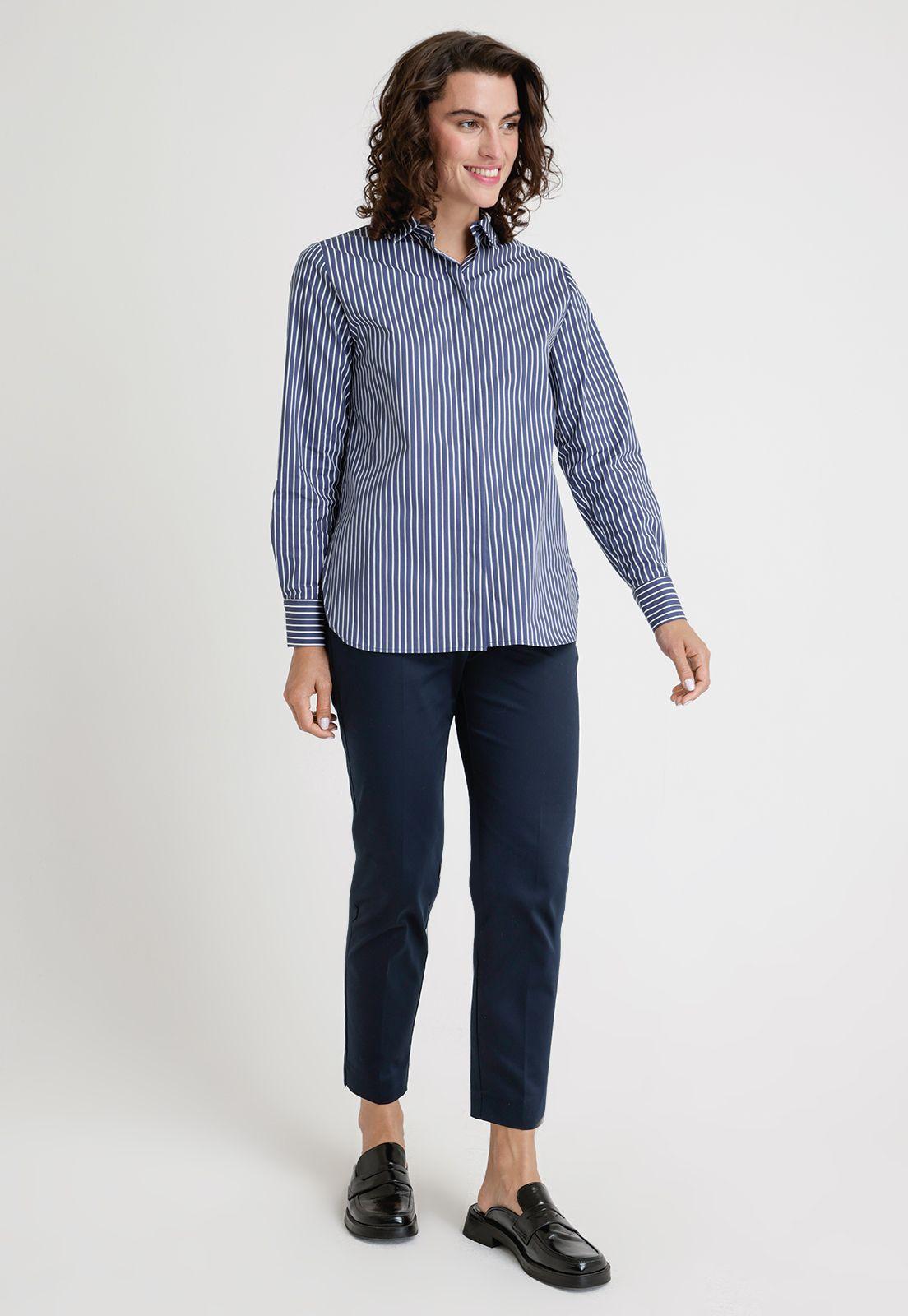 Blusa De Mujer Modelo Kora Color Azul Listada-3