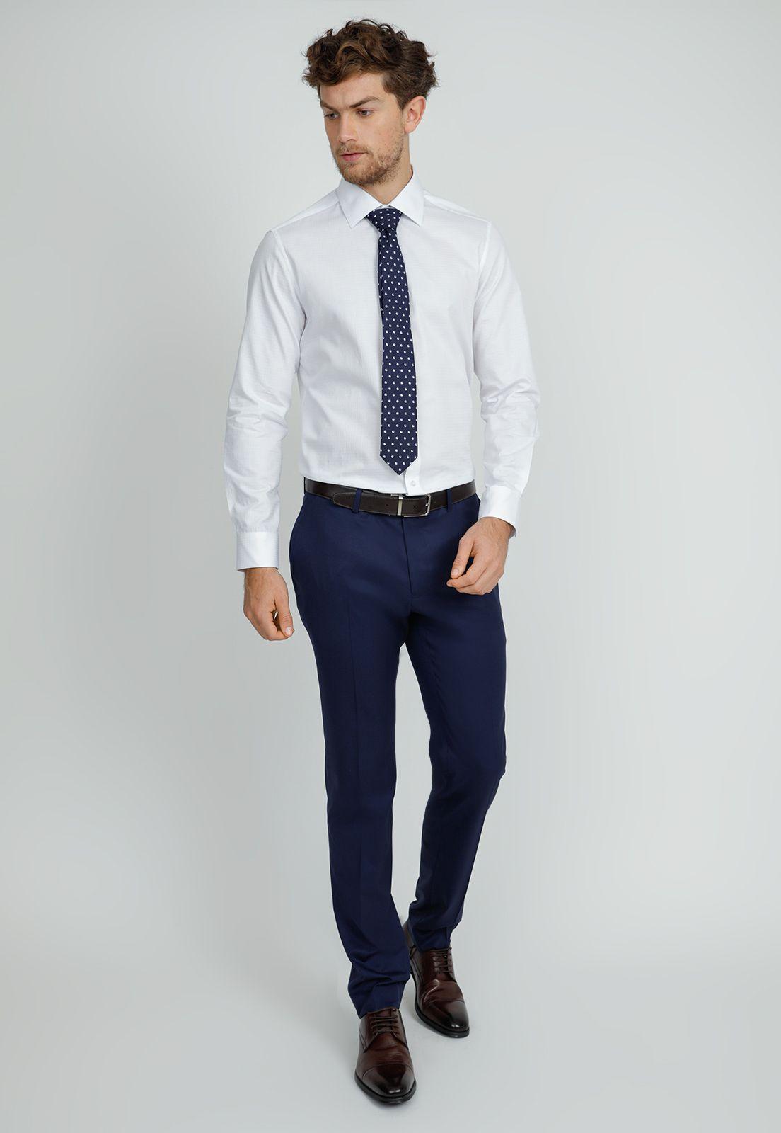 Camisa + corbata hombre Formal Slim Fit Graduación  Blanco -3