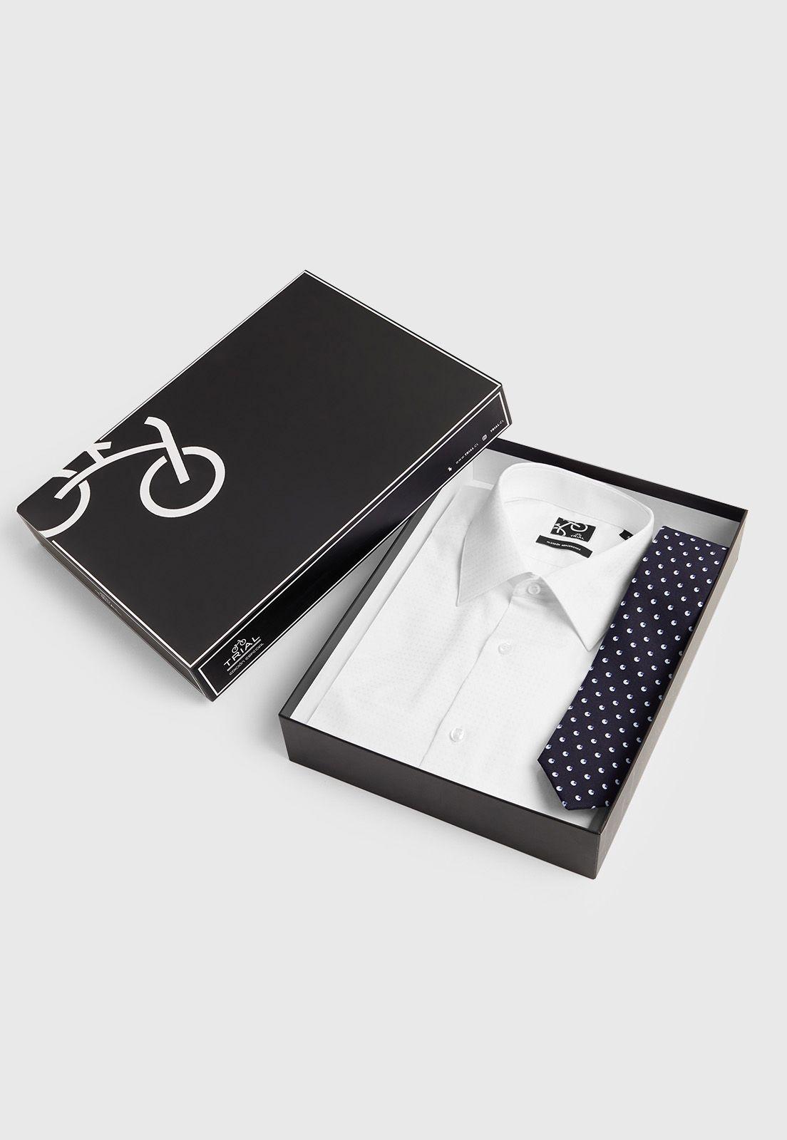 Camisa + corbata hombre Formal Slim Fit Graduación  Blanco -4