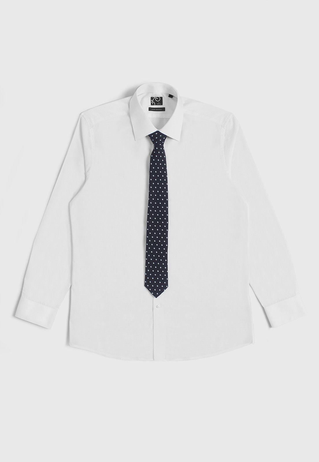 Camisa + corbata hombre Formal Slim Fit Graduación  Blanco -6
