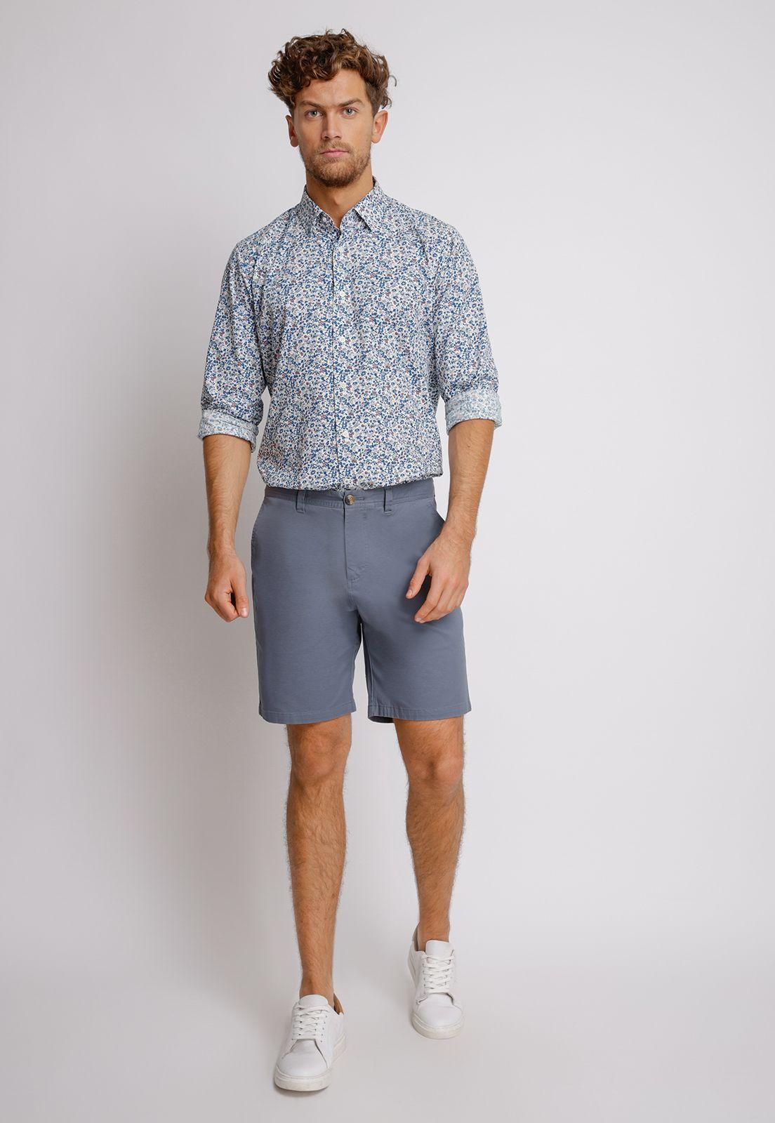 Shorts Hombre Slim Fit Valerio Algodón Petróleo-3