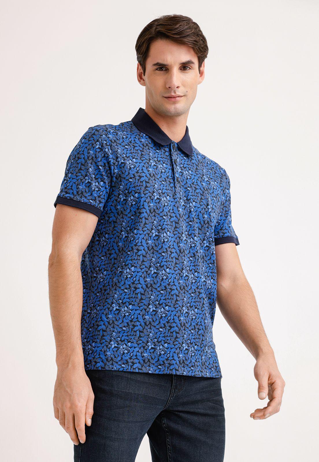 Polera Polo Estampada Azul Hombre-0